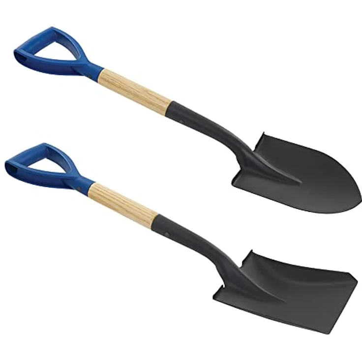 Eckige Mini Schaufel 700 mm + Spitzer Mini Rundspaten 700 mm Profi Set Garten Schippe mit D-Griff und Holzgriff Spaten - Preisvergleich – Bild 1