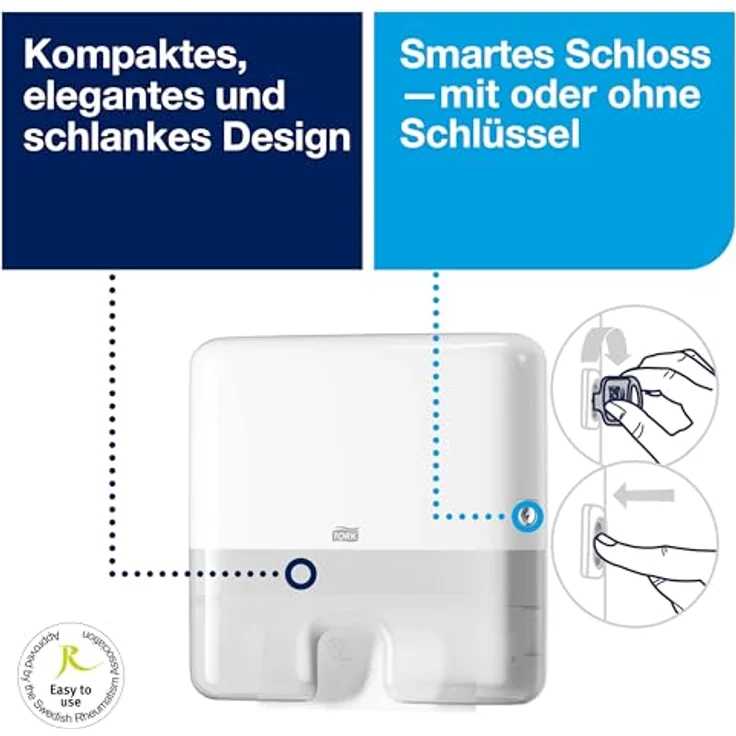 Tork Xpress Mini, Papierhandtuchspender für Multifold Handtücher, Elevation-Design mit Einzelblattausgabe und geringerem Verbrauch – Bild 3