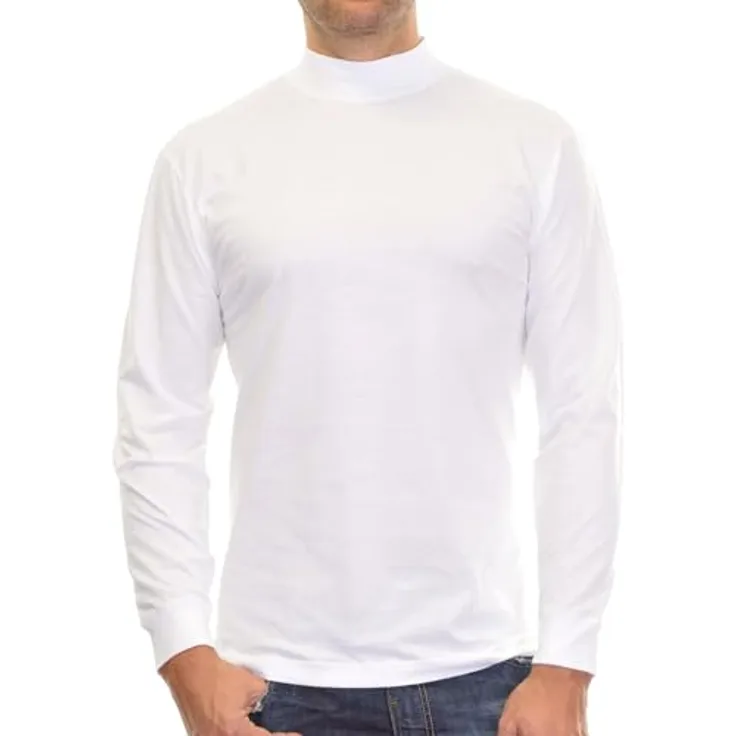 Ragman Herren Longsleeve Shirt, Casual aus hochwertiger Baumwolle, regular Fit, Stehkragen, Weiß, (XL)