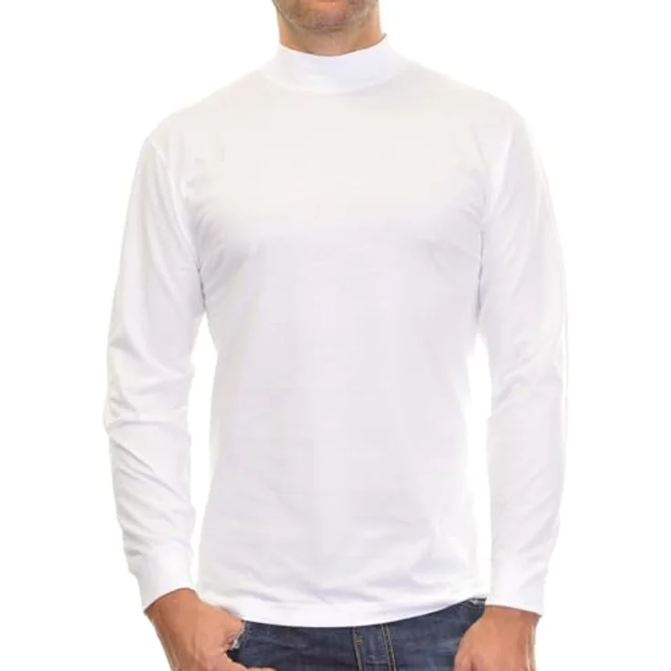 Ragman Herren Longsleeve Shirt, Casual aus hochwertiger Baumwolle, regular Fit, Stehkragen, Weiß, (XL) – Bild 1