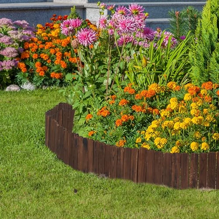 relaxdays Beetbegrenzung Beeteinfassung Holz flexibel, L – Bild 3