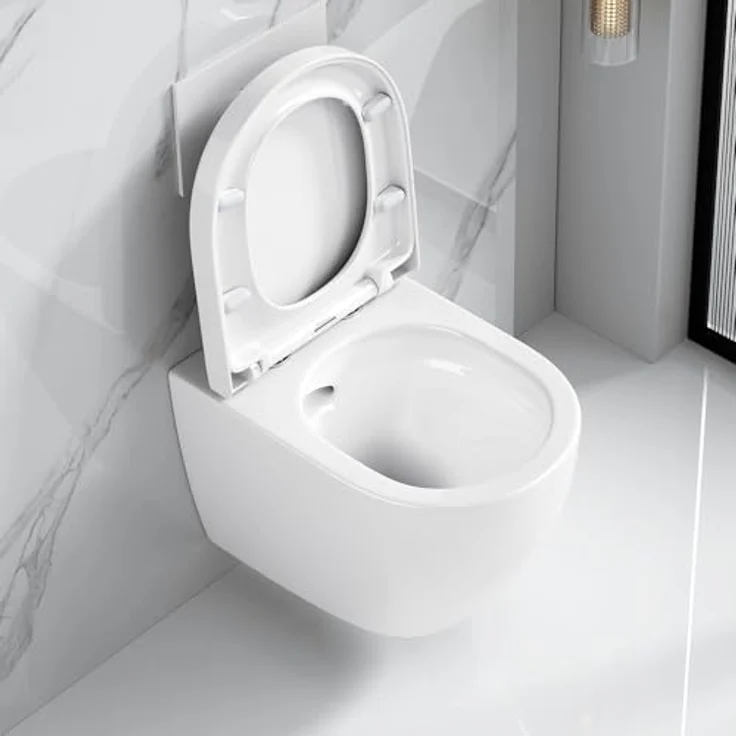 sanicomfort Hänge-WC Adonis 2.0, spülrandlos mit Turbo Flush 360°, Tiefspüler in Weiß, inkl. Softclose Sitz, leise Twister Spülung, Geberit-kompatibel – Bild 3