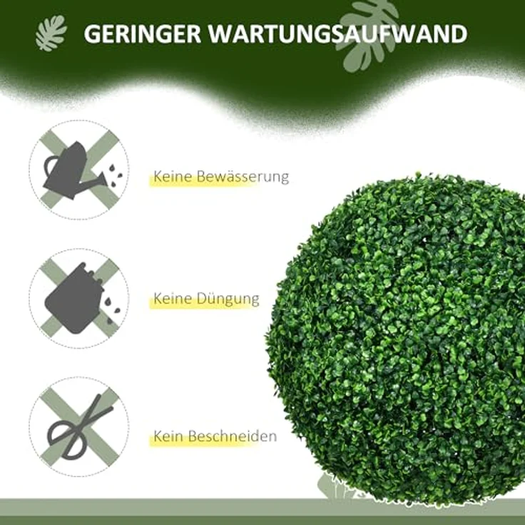 HOMCOM 2er-Set Künstliche Buchsbaumkugel Ø50 cm, UV-beständig, ideale Deko für Innen- und Außenbereich – Bild 5