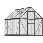 Palram - Canopia Gewächshaus Mythos, 185 x 306 x 208 cm, Grau, unzerbrechliche Polycarbonat-Seitenplatten, rostfreier Aluminiumrahmen