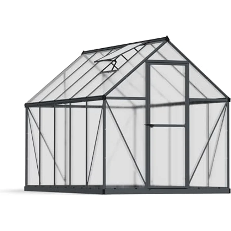 Palram - Canopia Gewächshaus Mythos, 185 x 306 x 208 cm, Grau, unzerbrechliche Polycarbonat-Seitenplatten, rostfreier Aluminiumrahmen – Bild 1