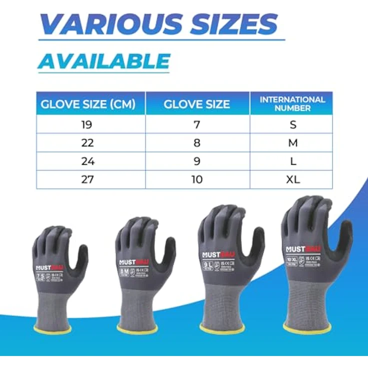 Mustbau Arbeitshandschuhe (6-St) 12/6/3 Pack, Abriebfest Gartenhandschuhe Montagehandschuhe, Touchscreen-fähig, Schwarz – Bild 7