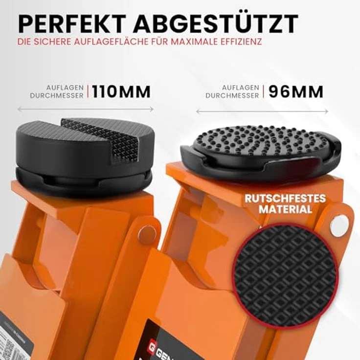 GENTOR Hydraulischer Wagenheber 3T Flach, Rangierwagenheber mit 75-505 mm Hubhöhe in Orange für PKW, SUV & Werkstatt – Bild 5