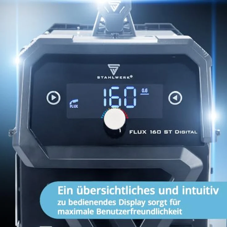 STAHLWERK FLUX 160 ST Digital, Kombischweißgerät mit Lift TIG und WP-17V-Brenner, 20-160 A, IP21S, inkl. Schweißdraht und Zubehör – Bild 7