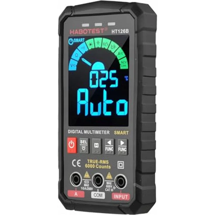 Habotest HT126A, Digitales Universalmultimeter mit großem Display, LED-Taschenlampe und Silikontasten – Bild 6