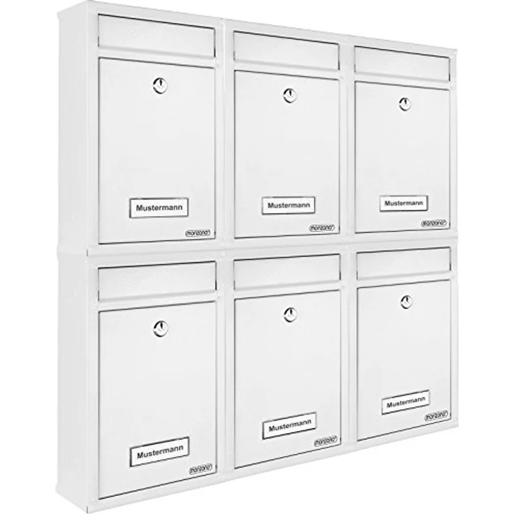 DEUBA 6x Briefkasten Wandbriefkasten Briefkastenanlage Postkasten Stahl Auswahl weiß – Bild 5