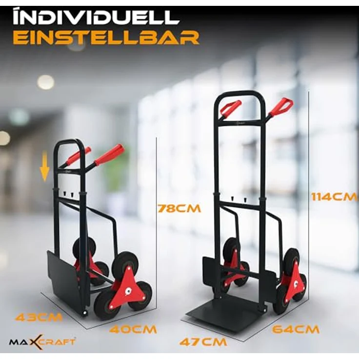 MAXCRAFT Treppenkarre bis 150 kg - 6 Räder, Schwarz – Bild 4