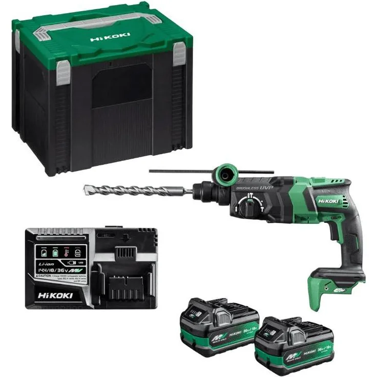 Hikoki DH36DPEWRZ, Bohrhammer 36V SDS+ mit 3,2 Joule Aufprallenergie, bürstenloser Motor, 2x 2,5Ah Akku
