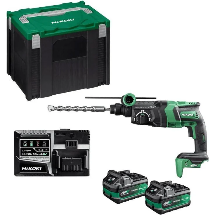 Hikoki DH36DPEWRZ, Bohrhammer 36V SDS+ mit 3,2 Joule Aufprallenergie, bürstenloser Motor, 2x 2,5Ah Akku