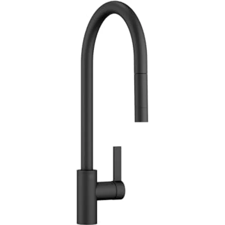Dornbracht Küchenarmatur, Einhebelmischer mit umstellbarem Wasserstrahl und Ausziehbrause, seidenmatt schwarz