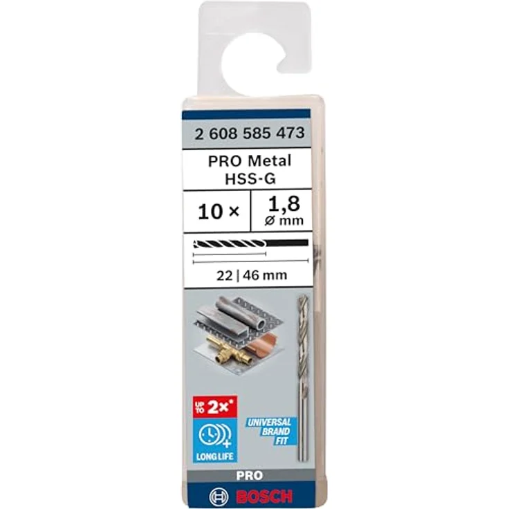 Bosch 2608585473 HSS-G standard metal drill bit DIN 338 Ø 1,8 mm, 10 Stück - Preisvergleich – Bild 2