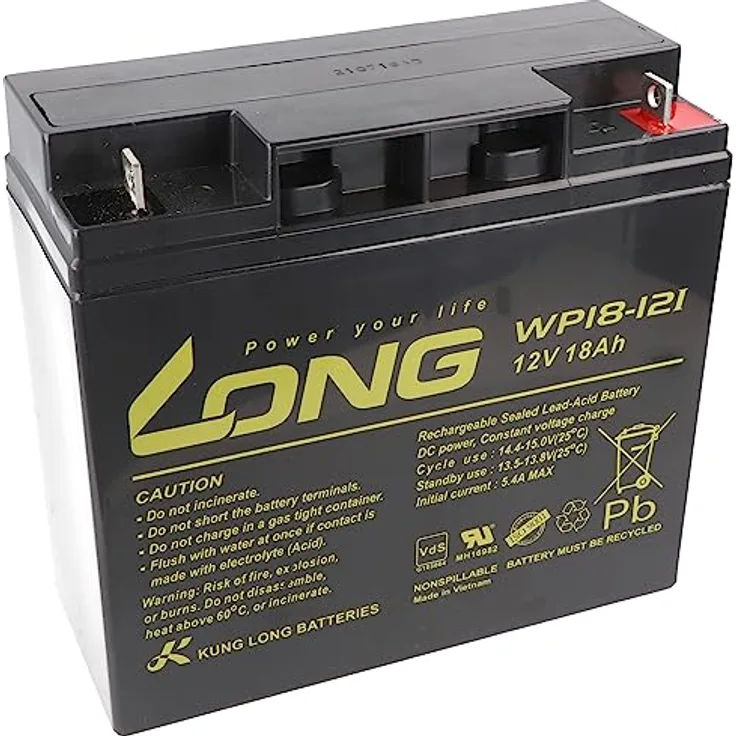 Kung Long Akku WP18-12I 12 Volt 18 Ah 181x76x167mm M5 Flachpol