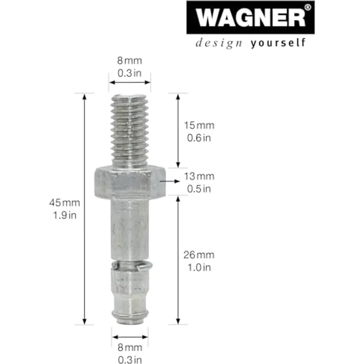 WAGNER Gewindestift 2tlg. - M8 x14/ Ø 8 mm x Höhe 15/26/45 mm, für Möbelrolle / Möbelgleiter mit Aufnahme 8 mm, Stahl verzinkt, Klemmring - 11009099, 2er-Set aus massivem Industriestahl, patentierte Wagner Norm-System, 45 mm Länge - blau – Bild 2