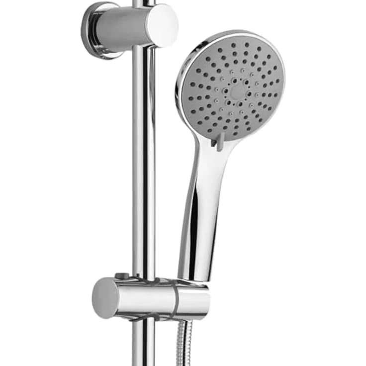 Belvit GROHE QuickFix Precision Flow Thermostat Duschset, Regendusche Ø 20 cm, Handbrause Mehrstrahl, Duschstange 85 cm, SafeStop 38° C, EcoJoy wassersparend, Wandmontage, Chrom Grau – Bild 5