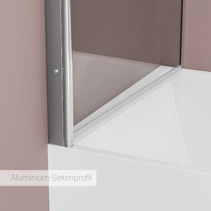 BERNSTEIN Badewannenaufsatz NT201, Duschwand Faltwand für Badewanne 100x140cm aus ESG-Glas, Hebe- und Senkmechanismus, Profilfarbe Chrom oder Schwarz – Bild 5