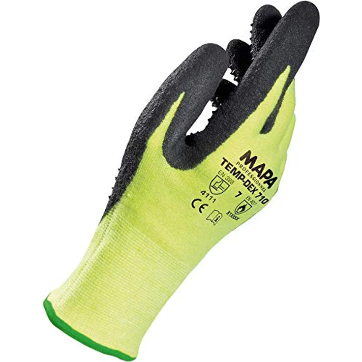 MAPA Professional TempDex 710 â€“ Nitril Thermohandschumit hoher Beweglichkeit und thermischem Schutz, im Einsatz in den Bereichen Keramik-Kunststoff und Bau, gelb, Größe 7 (1 Paar), Thermohandschuhe – Bild 2