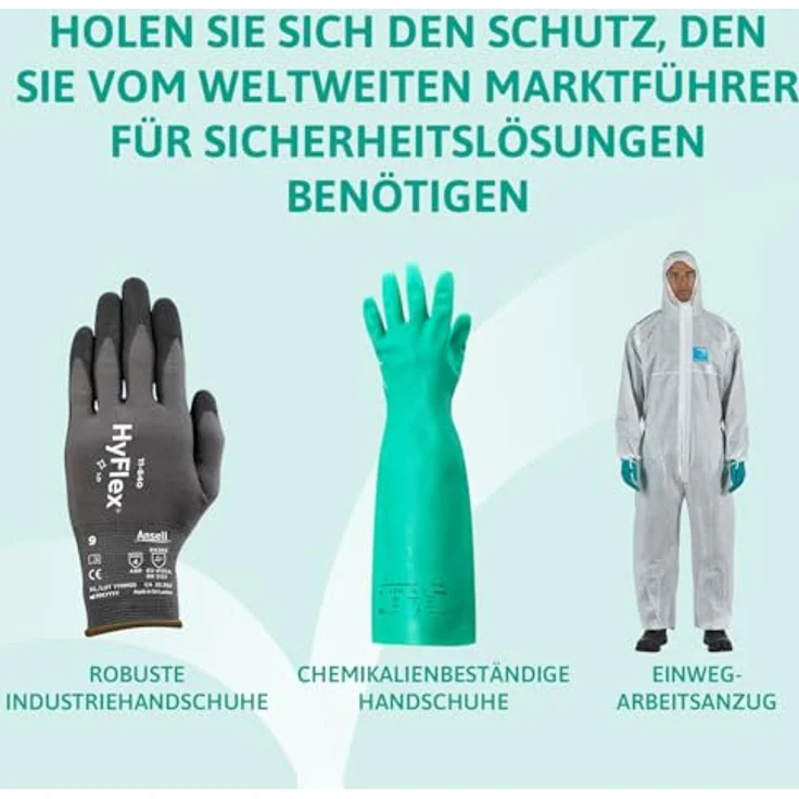 Ansell TouchNTuff 69-318 Naturgummilatex Handschuhe, Chemikalien- und Flüssigkeitsschutz, Naturfarben, Größe 8 (100 Handschuhe pro Spender) – Bild 9