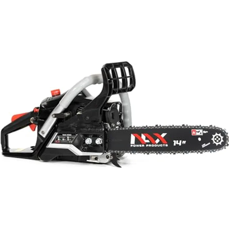 NAX POWER PRODUCTS 200C Motor 37 cm3 1,2kW Führungsschiene 14'' 35cm Anti-Rückschlag-System Low Kickback Briggs & Stratton Lizenzware Benzin-Säge Kettensäge, Schwarz – Bild 6