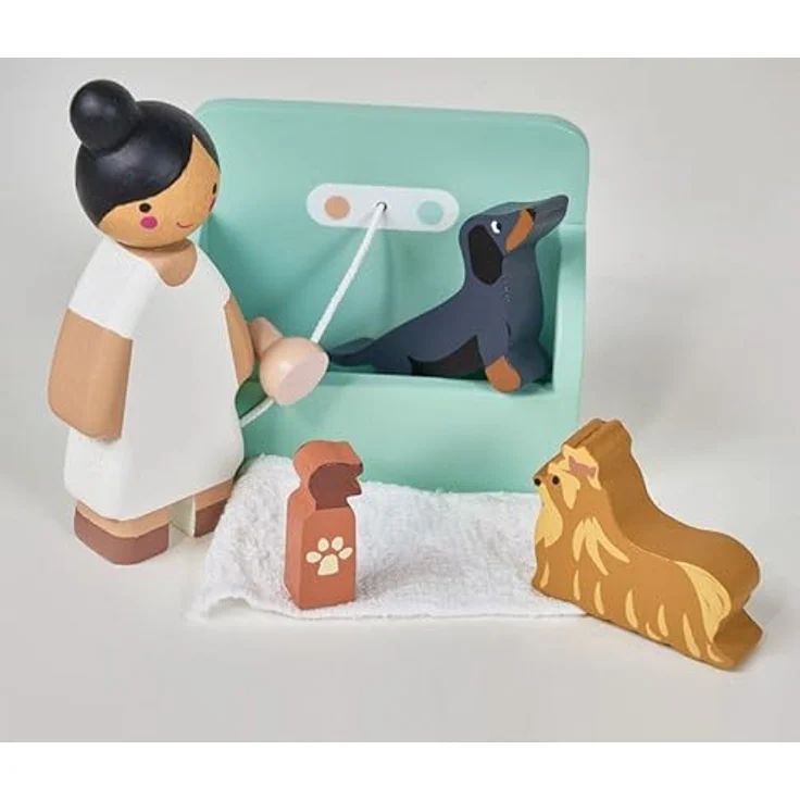 Tender Leaf Toys Waggy Tails Hundesalon, Interaktives Holzpflege-Set für Kinder – inkl. 7 Hunderassen, umweltfreundlich und sicher, 40 x 30 x 16 cm – Bild 3