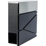 axentia wetterfester Briefkasten anthrazit/Silber mit Zeitungsfach, ca. 37x37x11 cm