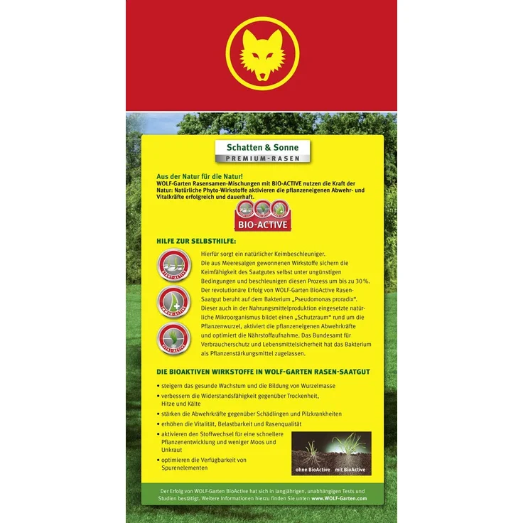 WOLF-Garten Premium-Rasen Schatten & Sonne LP 200 4kg 200 m² 100.000 Triebe/m² mit Poa supina Samen – Bild 4