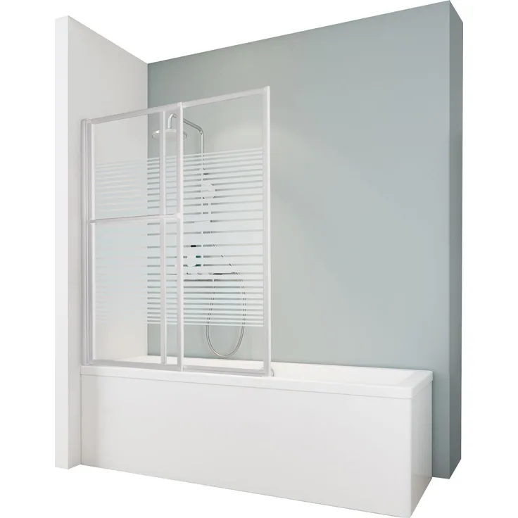Schulte Duschabtrennung 2-teilig, ESG Sicherheitsglas mit Querstreifen, ausziehbar 700-1180 mm, Höhe 1400 mm, Profilfarbe Alpinweiß