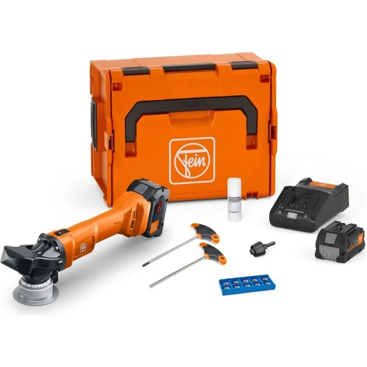 Fein Akku-Kantenfräse AKFH 18-5 AS, Basis Set mit 2x 8,0 Ah ProCORE Akku und Ladegerät im Koffer, Fasen 45°