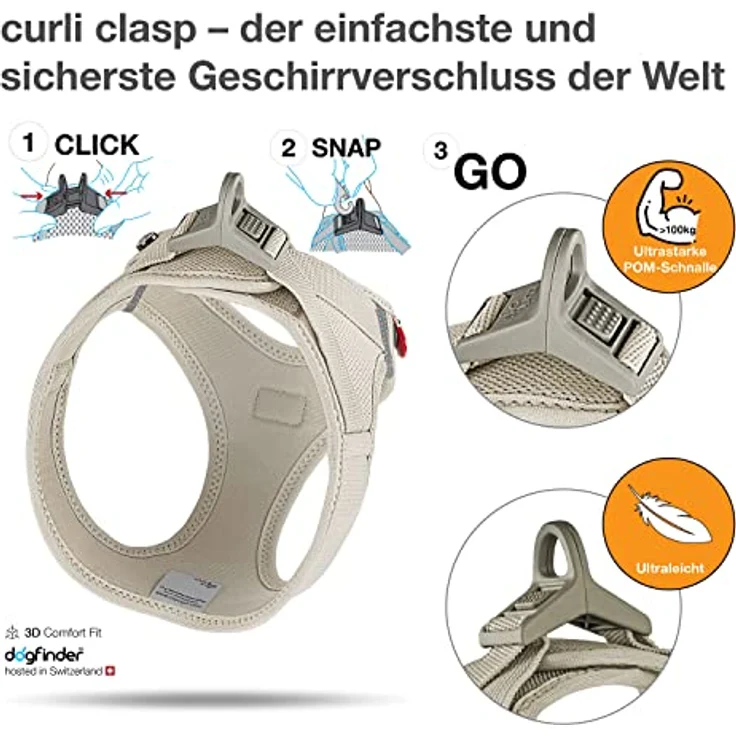 Vest Harness curli Clasp Air-Mesh Light-Tan 3XS – Bild 3