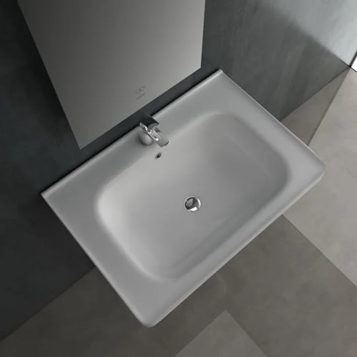 Alpenberger Waschbecken 65 cm Breit | Gäste WC & Badezimmer | Waschtisch Eckig | Hängewaschbecken Wandmontage | Handwaschbecken mit Nano | Bathroom Sink für Moderne Waschplätze – Bild 5