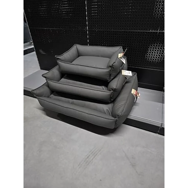 Flamingo Korb Leder - Odet Rechteck Beige - Luxuriöser Schlafplatz aus synthetischem Leder und Polyesterfüllung – Bild 4