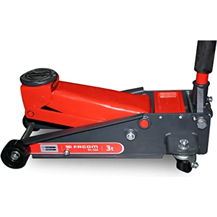 Facom Mehrzweck-Rangierheber, Wagenheber mit doppeltem Kolben, Gummiauflage und Polyurethanrädern, Sicherheitsventil, CE-zertifiziert