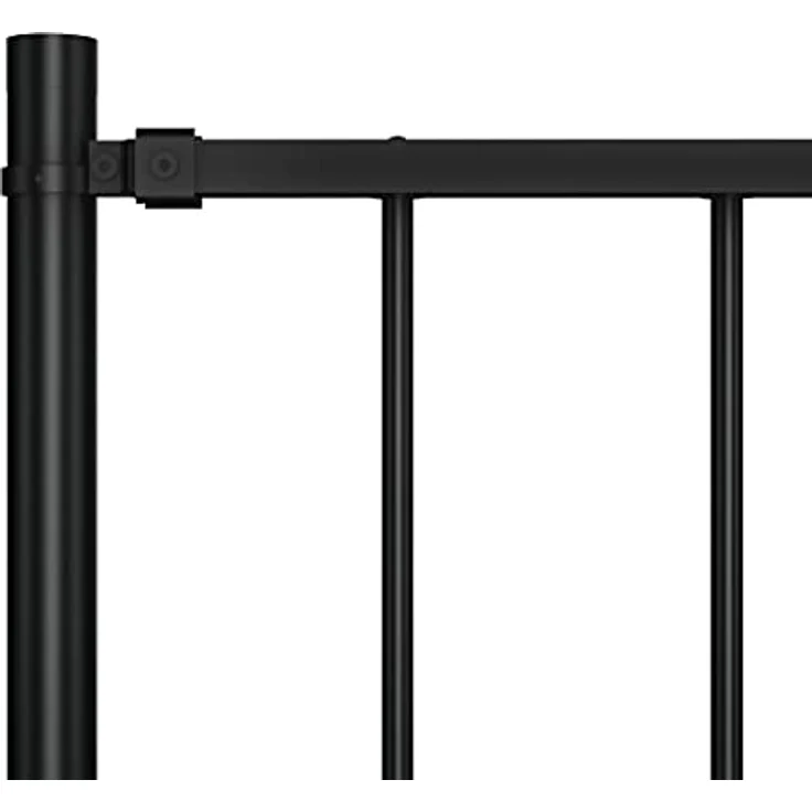 vidaXL Zaunpfosten, Zaunfeld mit Pfosten aus pulverbeschichtetem Stahl, witterungsbeständig, schwarz, 1,7 x 1 m – Bild 3