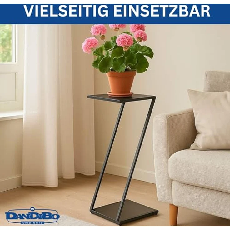DanDiBo Blumenständer Metall Z-Form, 80 cm, schwarz, stabil und platzsparend, höhenverstellbare Gummifüße – Bild 3