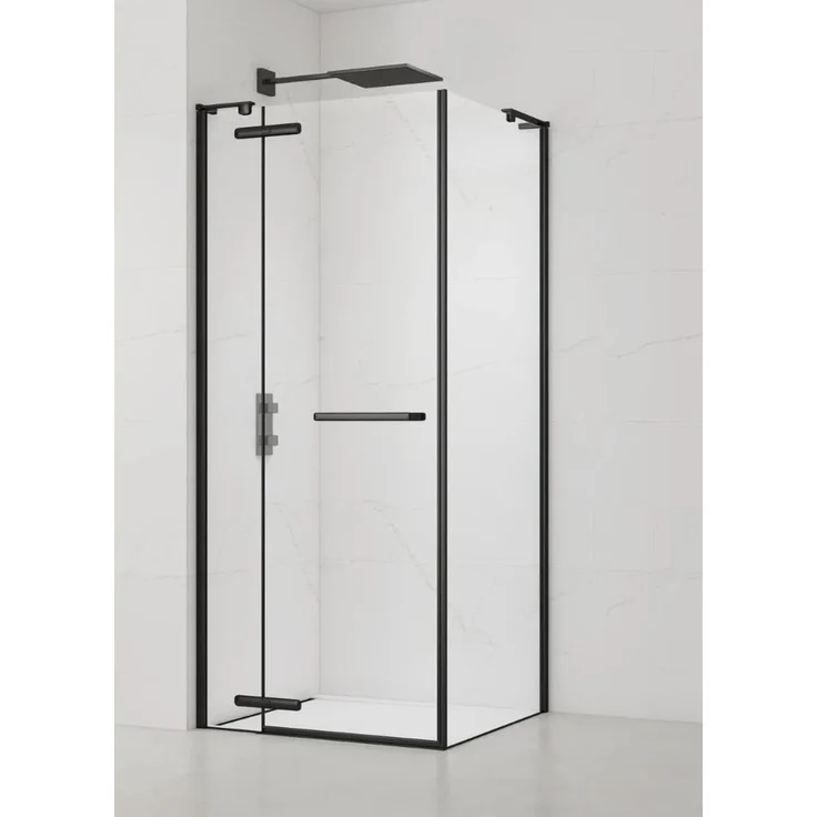 Swiss Aqua Technologies Duschkabine TGD NEW, Eckdusche 90x90 cm, 8 mm ESG Sicherheitsglas, Easy Clean Beschichtung, Schwarz/Klarglas