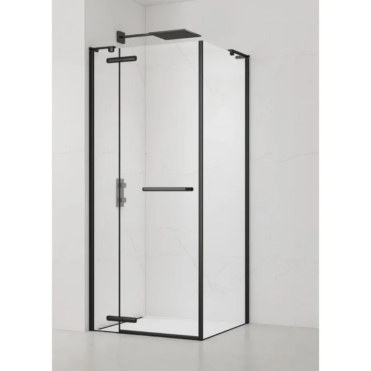 Swiss Aqua Technologies Duschkabine TGD NEW, Eckdusche 90x90 cm, 8 mm ESG Sicherheitsglas, Easy Clean Beschichtung, Schwarz/Klarglas