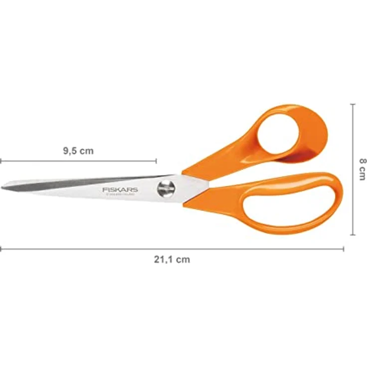 Fiskars Universalschere, Länge 21 cm, Rostfreie Stahl-Klinge-Kunststoff-Griffe, Orange, Classic, S90, 1001539 mittelgroß – Bild 2
