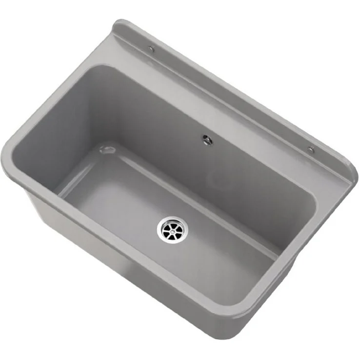 QLS Küchenspüle LARGE, Kunststoff-Spülbecken, 61x41 cm Ausgussbecken für Garten Garage Werkstatt, Polypropylen in Weiß – Bild 1
