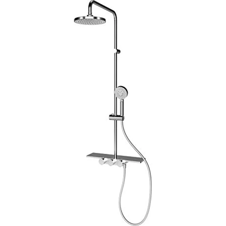 Schulte Duschsystem mit Sicherheits-Thermostat, Kopfbrause rund, Chrom, Duschmaster Rain Modern mit Regendusche und Ablage, EP969280 02 – Bild 1