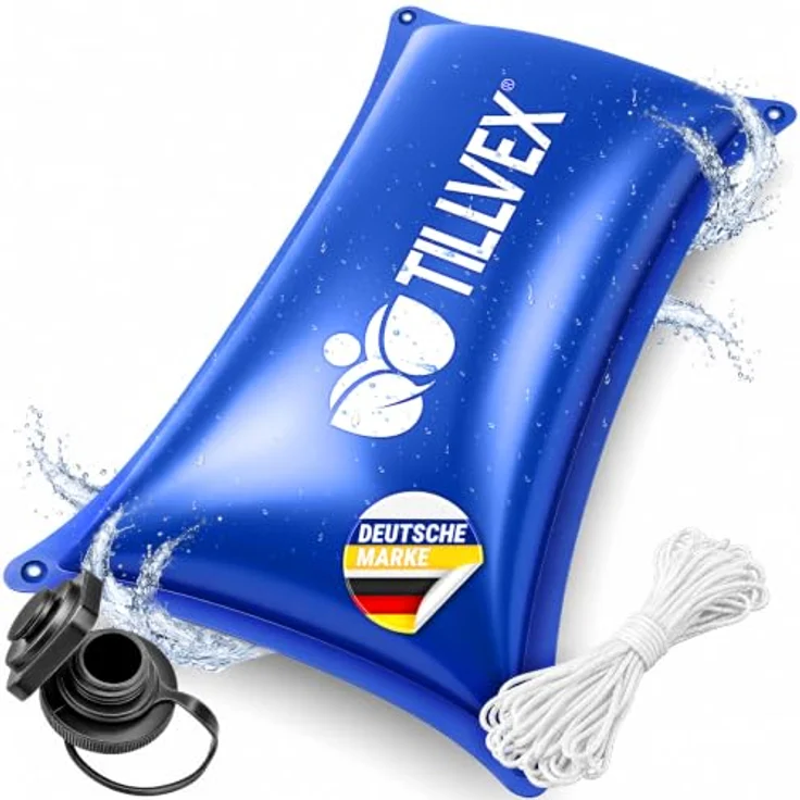 tillvex® Poolkissen Winter XXL 200x240 cm, Luftkissen frost- & chlorbeständig bis -20°C mit 12m Seil & Reparaturkit, inkl. Schraubventil für Poolüberwinterung – Bild 1