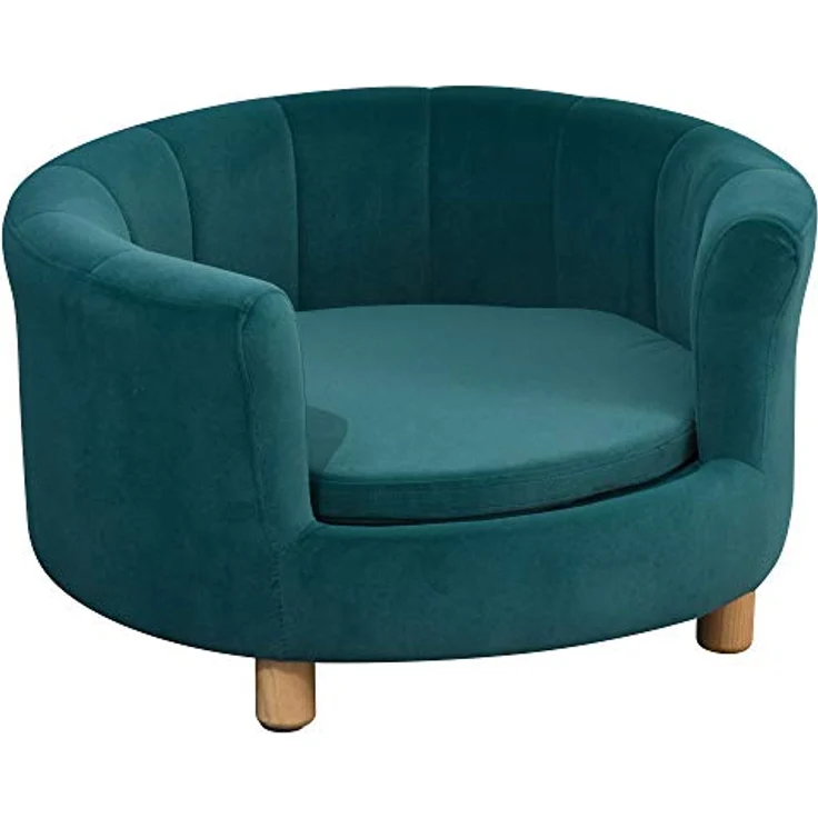 Pawhut Hundesofa mit Weichem Bezug Rundes Hundebett Haustiersofa mit Holzbeinen 65 x 64 x 37 cm - Preisvergleich – Bild 1