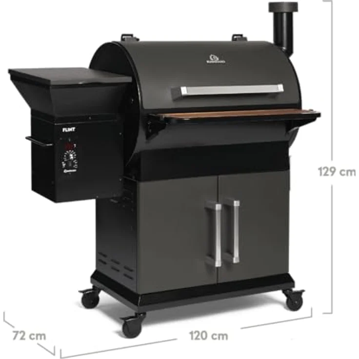 BURNHARD Smoker FLINT, Pelletsmoker mit Temperaturregelung 70°C - 230°C, inkl. UV-beständiger Abdeckhaube und 3 Edelstahl-Grillrosten – Bild 2