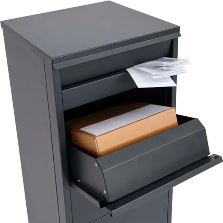 PROREGAL Paketkasten HxBxT 102x41x38cm, große Paketbox in Anthrazit mit sicherem Zylinderschloss und großem Fassungsvermögen für Briefe und Pakete – Bild 5