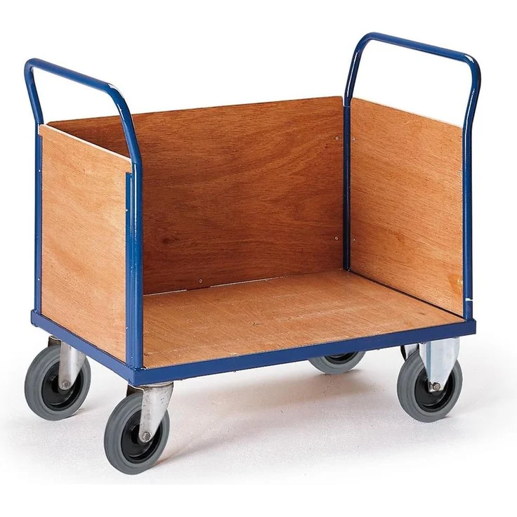 Rollcart 02-6087, Transportwagen bis 600 kg, blau, robuster Plattformwagen mit leichtgängigen Polyurethan-Rollen