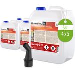Höfer Chemie 4x 5 L FLAMBIOL® Bioethanol 100 % Hochrein, rückstandsfreie und geruchsfreie Verbrennung, bläuliche Flamme