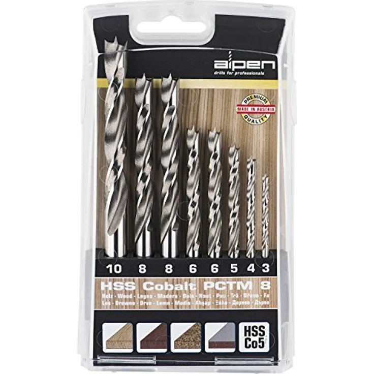ALPEN Bohrer-Kassetten Set HSS Cobalt PCTM 8, 8-tlg. Spiralbohrer, Ø 3,00-10,00 mm, 5 % Kobaltanteil, hitzebeständig bis 650° C