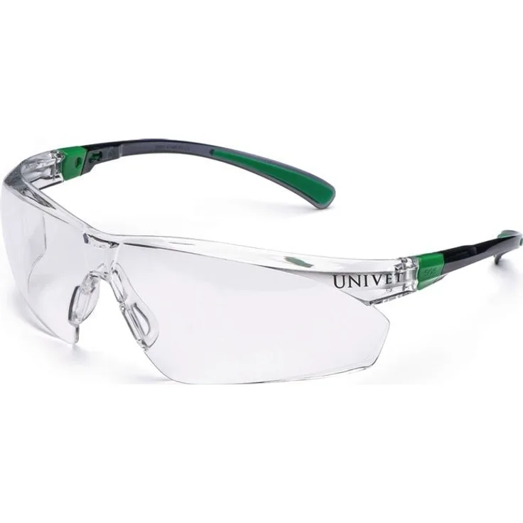 UNIVET Schutzbrille 506 UP EN 166, EN 170, ergonomisch mit verstellbaren Bügeln, schwarz/grün, Anti-Kratz- und Anti-Beschlag-Beschichtung